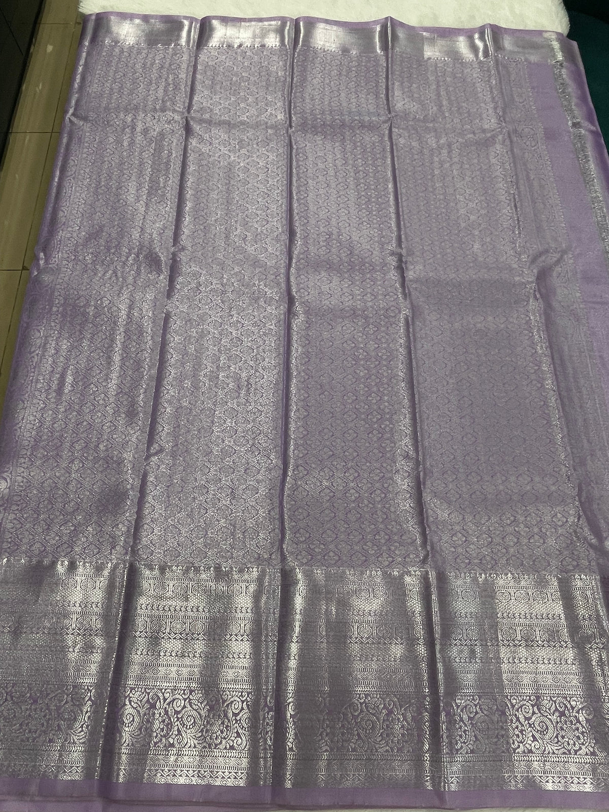 Lilac Brocade Semi Kanchi Tissue Saree