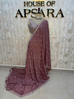 Brown Handwork Stitched Blouse Designer Party Saree 55