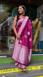 Wine Satin Mashru Silk Saree 07