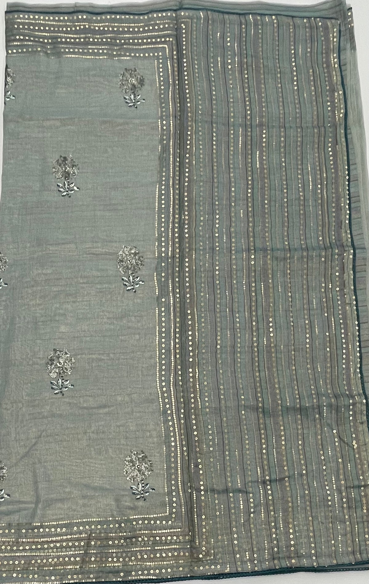 Powder Blue Soft Tissue Sequence Work Saree 17