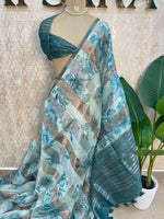 Rama Green Tissue Digital Print Saree 94