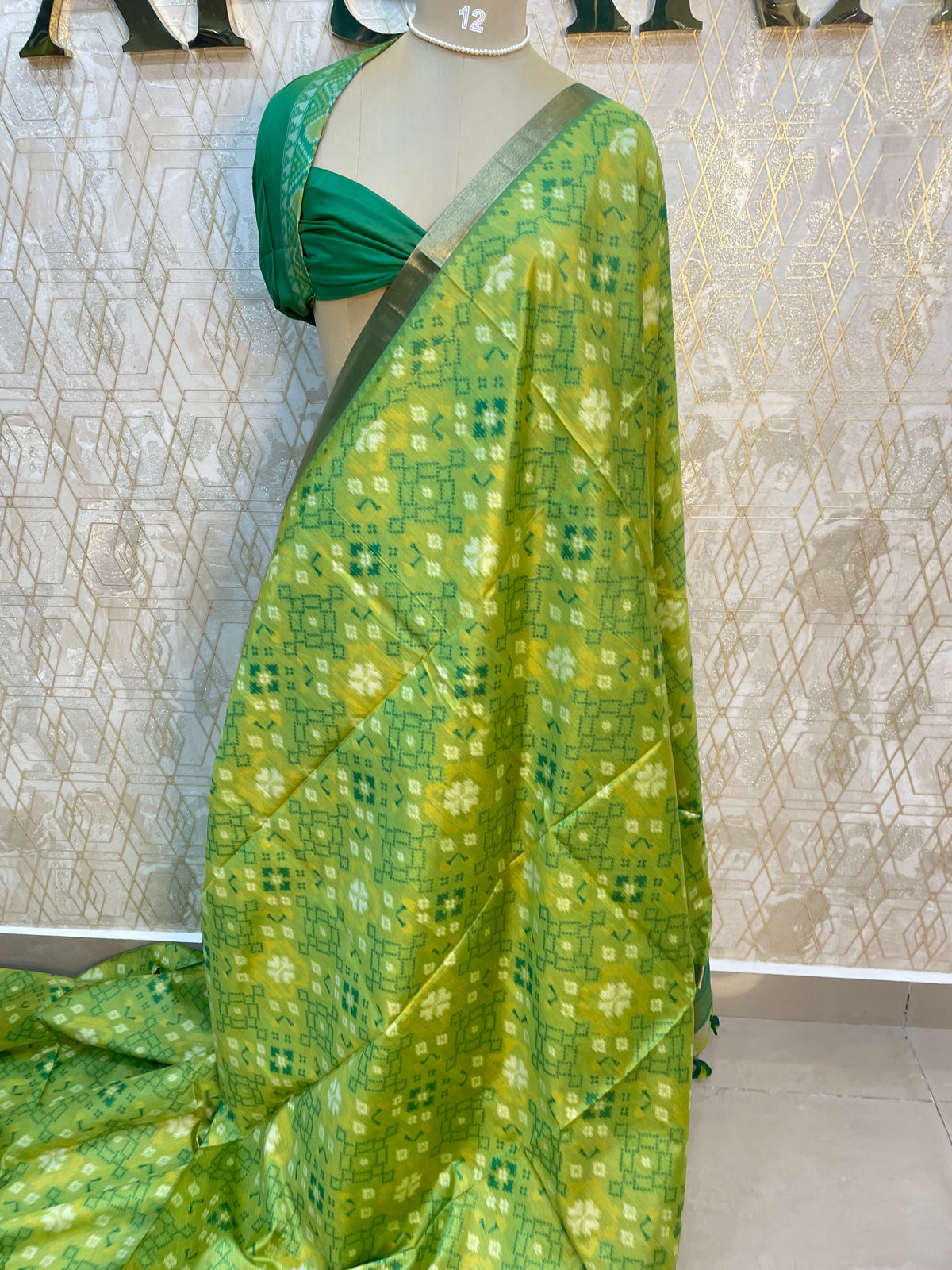Pista Green Raw Silk Ikkat Weaving Saree 81