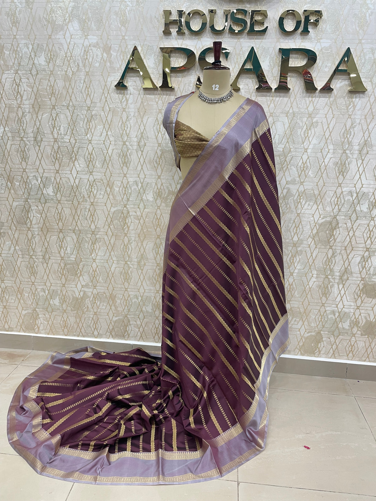 Wine Soft Silk Stripes Saree 48