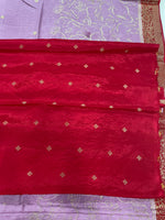 Lavender n Red Tussur Crepe Sequence Work Saree 21