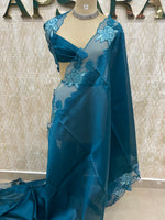 Peacock Blue Tissue Silk Saree 54