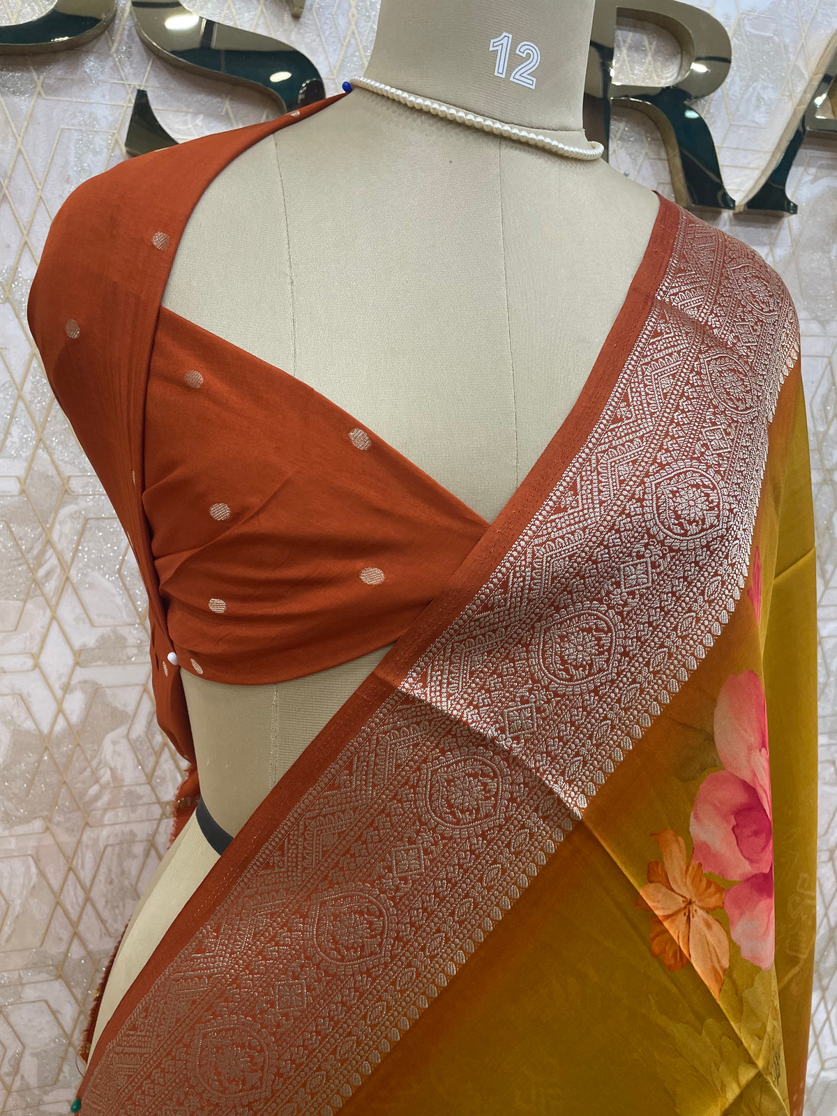 Yellow Dola Crepe Digital Print Saree 25