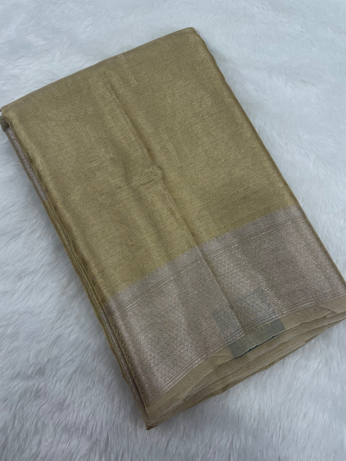 Gold n Grey Pure Tissue Brocade Saree 11