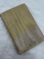 Gold n Grey Pure Tissue Brocade Saree 11