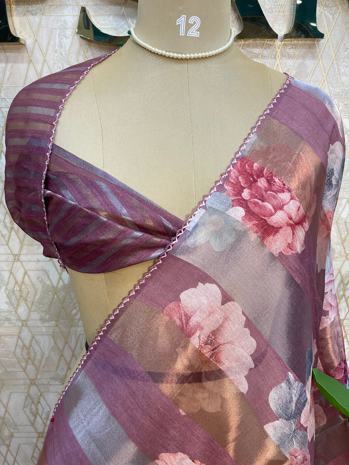 Maroon Tissue Digital Print Saree 94