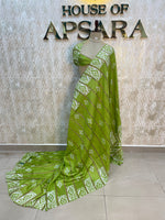 Pista Green Assam Silk Batik Print Saree 23