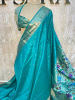 Sea Green Raw Silk Paithani Work Saree 71