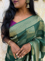 Bottle Green Chiniya Crepe Saree 29