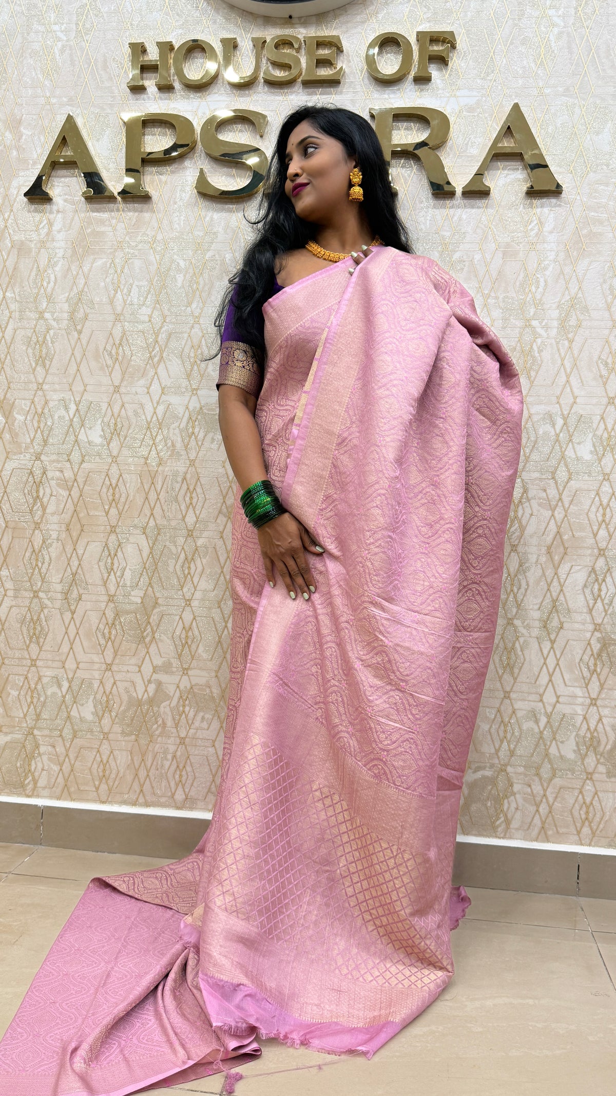 Pink Meenakari Khadi Georgette Saree 26