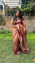 Gold n Maroon Semi Silk Saree 97