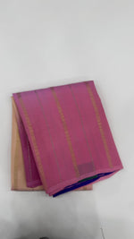 Pink 3D Stripes Pure Mysore Silk Crepe Saree 01