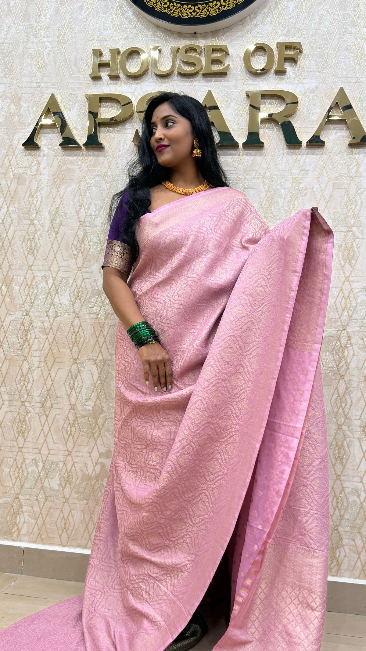 Pink Meenakari Khadi Georgette Saree 26