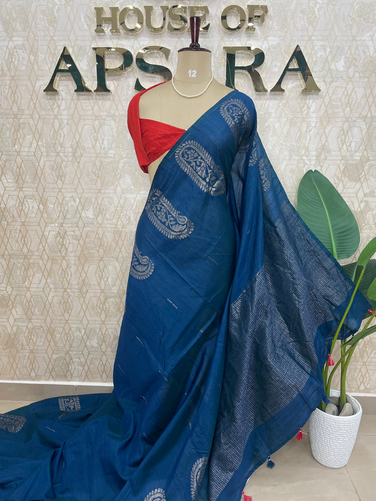 Peacock Blue Banarasi Tussar Georgette Saree 307
