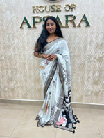 White Soft Crepe Digital Print Saree 48