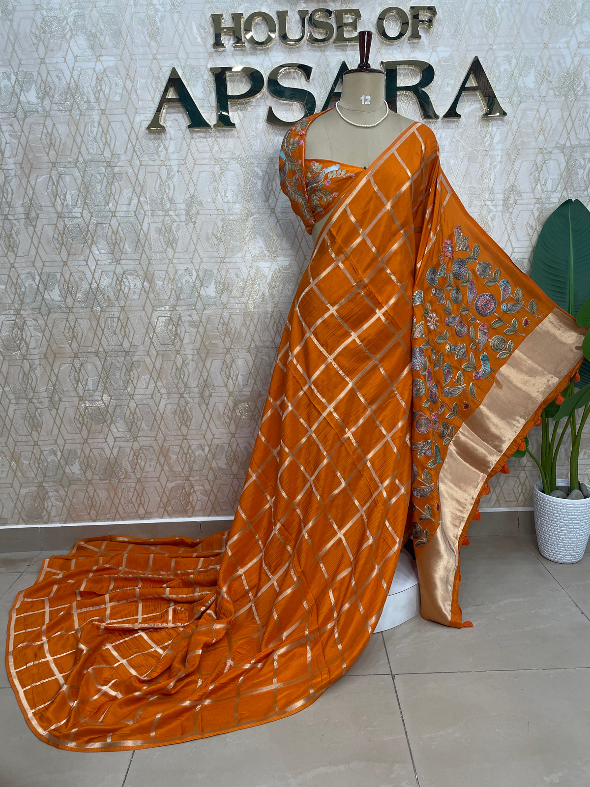 Oranges Pashmina silk saree 315
