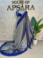 Royal Blue Chinnon Brocade Saree 106