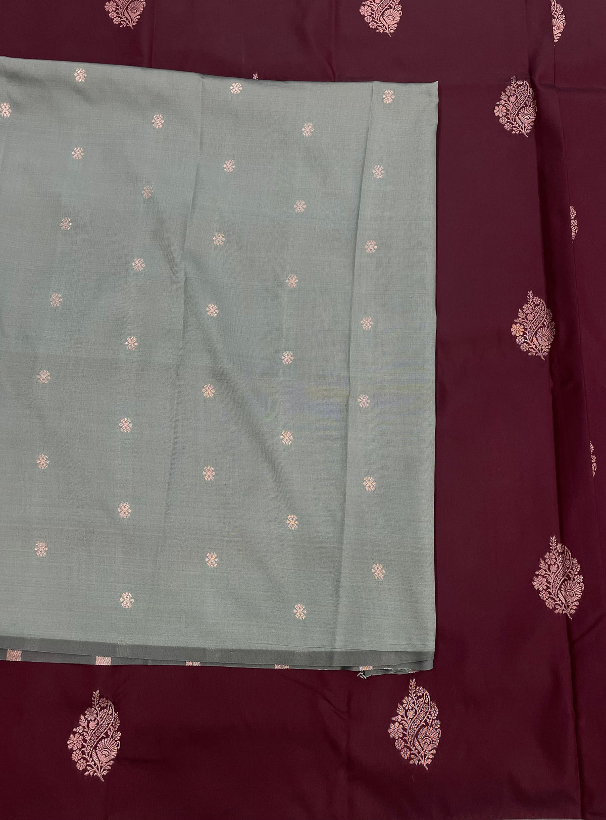 Wine n Blue Semi Silk Saree 42