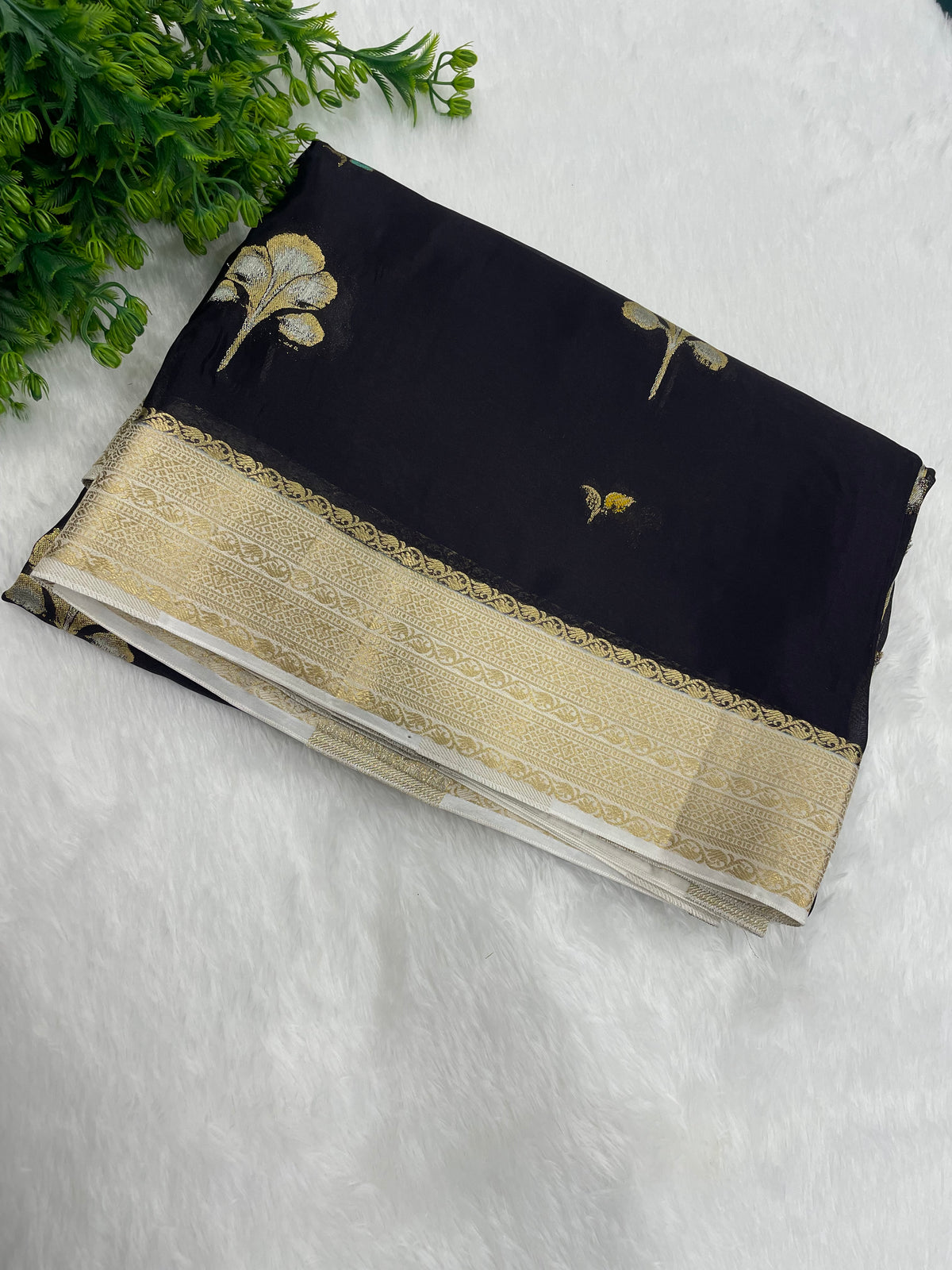 Black Dola Crepe Designer Saree 08