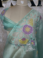 Sea Green Soft Organza Embroidery Saree 40