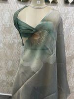 Green Tissue Floral Print Saree 35