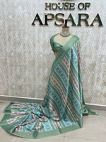 Pista Green Satin Stripes Saree 37
