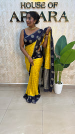 Yellow n Purple Banarasi Chiffon Saree 97