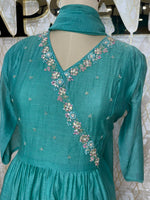 Sea Blue Mul Chanderi Airline Kurtha 113