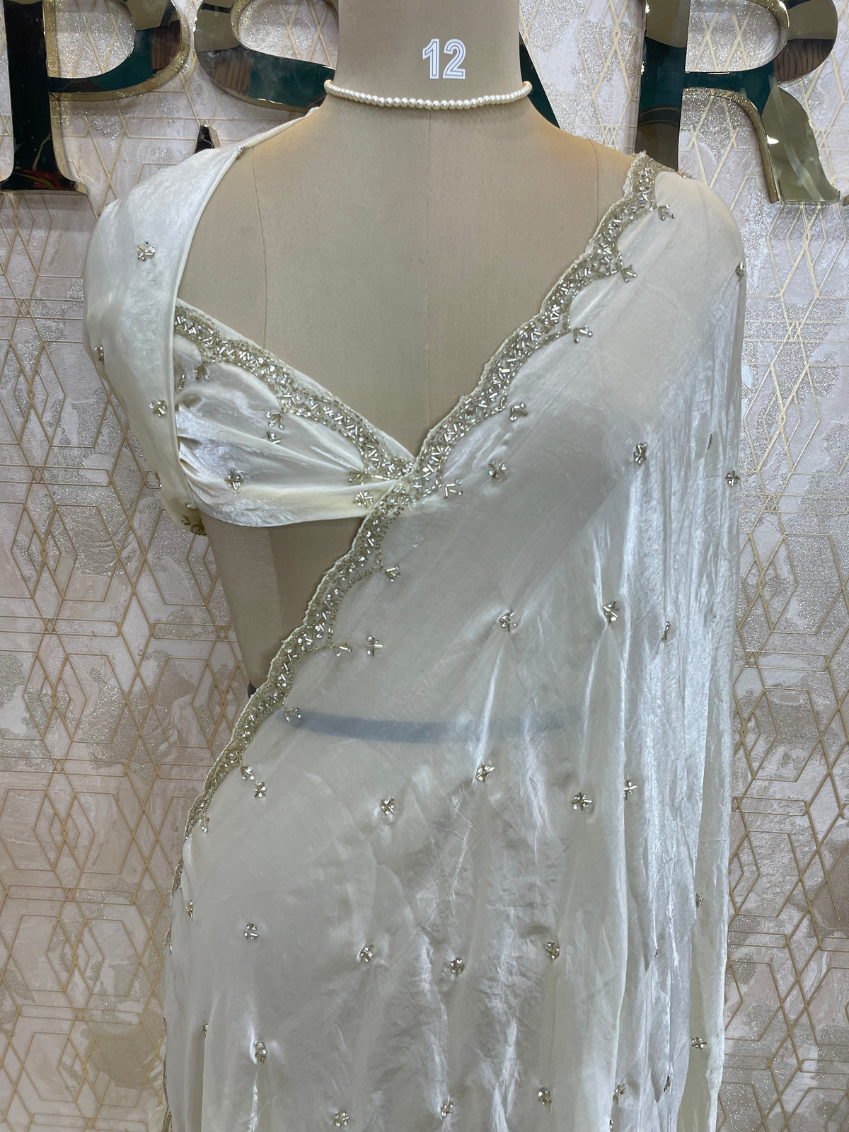 White Katdana Work Designer Saree 87