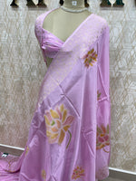 Baby Pink Banarasi Soft Crepe Saree 33