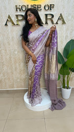 Grey n Purple Dual Shade Pure Khadi Rangkart Georgette Saree 04