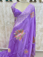 Lavender Banarasi Soft Crepe Saree 33