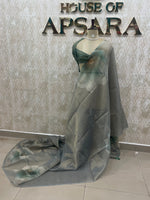 Green Tissue Floral Print Saree 35