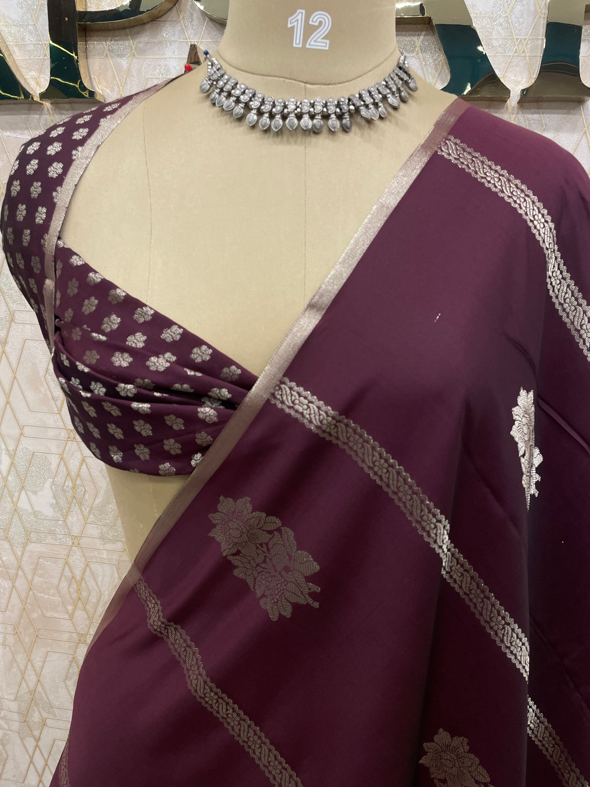 Maroon Soft Silk Stripes Saree 48