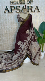 Maroon Pen Kalamkari Saree 104