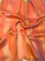 Peach Pure Tissue Stripes Saree 11