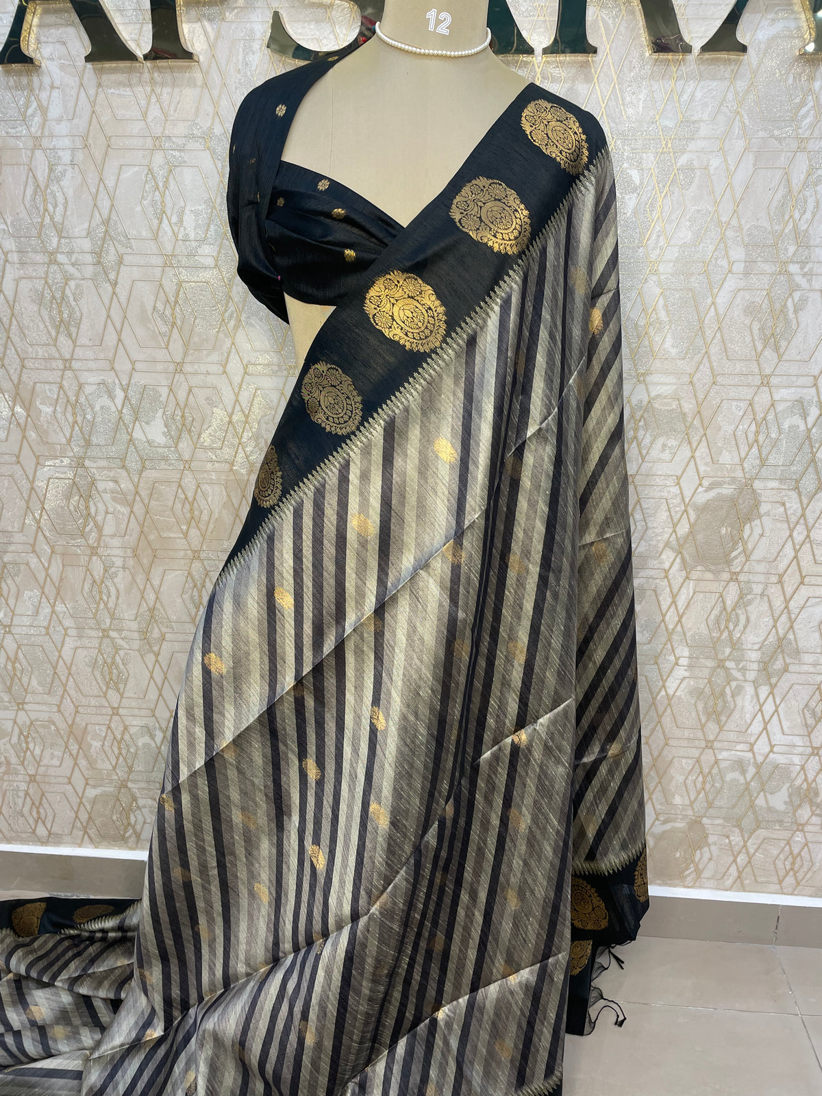 Black Tussur Digital Print Saree 71