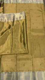 Gold n Pastel Green Brocade Semi Kanchi Tissue Saree