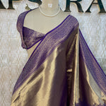 Blue n Gold Tissue Designer Saree 314