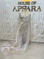 Cream Soft Organza Embroidery Saree 40