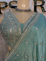 Blue Handwork Stitched Blouse Designer Party Saree 55