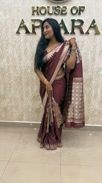 Brown Chiniya Crepe Saree 29