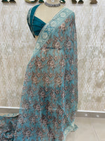Green Soft Organza Embroidery Saree 49