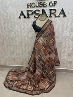 Brown n Black Mul Cotton Kalamkari Print Saree 53