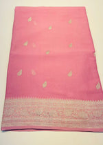 Baby Pink With Silver Zari Pure Khaddi Chiffon