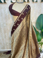Brown Chinon Brocade Saree 106
