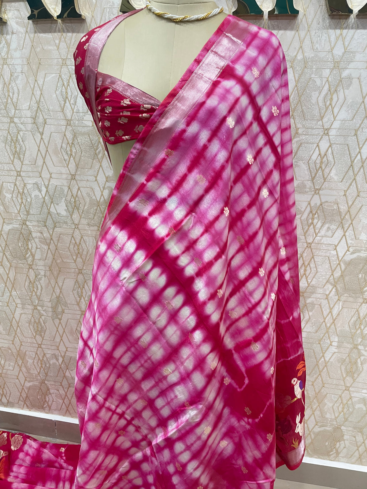 Pink Paper Silk Saree